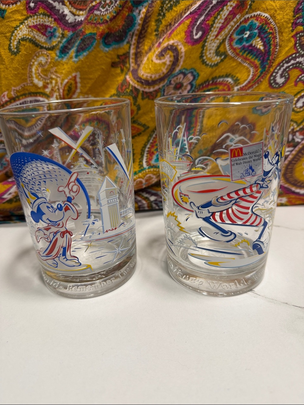 McDonald's Vintage Mickey & Friends Glasses in Red, Blue, Yellow